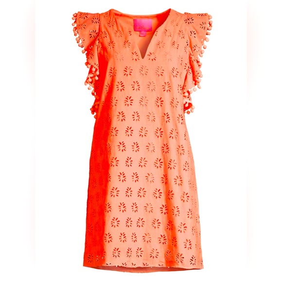 Lilly Pulitzer Dresses & Skirts - Lilly Pulitzer NWT Astara Eyelet Shift Dress Peach 🍑 Flamingo Palm Size XS